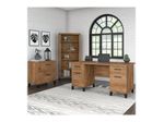 Bush Business Furniture Somerset 60W Office Computer Desk With Lateral File Cabinet And 5Shelf Bookcase Fresh Walnut Standard Delivery