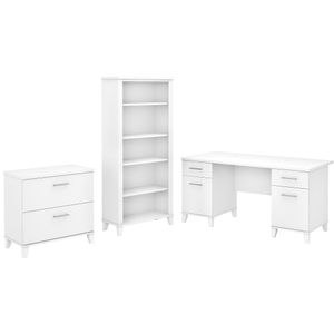 Bush Furniture 60"W Office Computer Desk With Lateral File Cabinet And 5-Shelf Bookcase