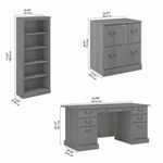 Bush Business Furniture Saratoga 66W Executive Computer Desk With File Cabinet And 5Shelf Bookcase Set Modern Gray Standard Delivery