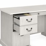 Bush Business Furniture Saratoga 66W Executive Computer Desk With File Cabinet And 5Shelf Bookcase Set Linen White Oak Standard Delivery