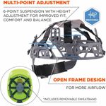 Ergodyne Skullerz 8966 Lightweight CapStyle Vented Hard Hat Lime