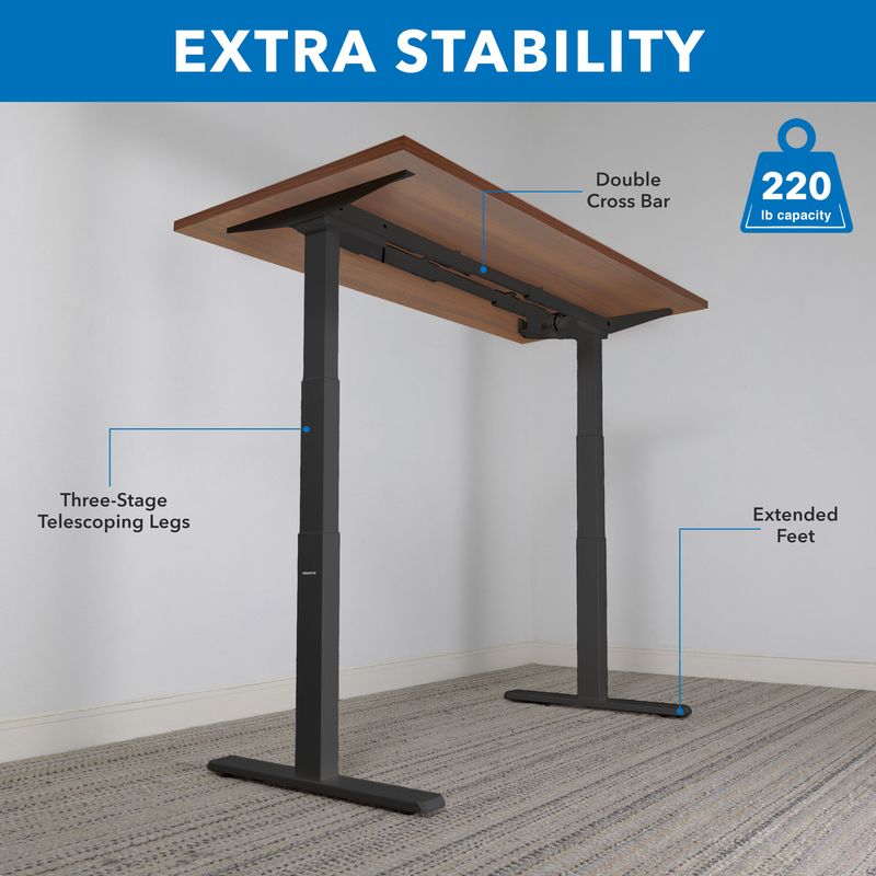MountIt Ultimate Dual Motor Electric 55W Adjustable Height Standing Desk BrownBlack