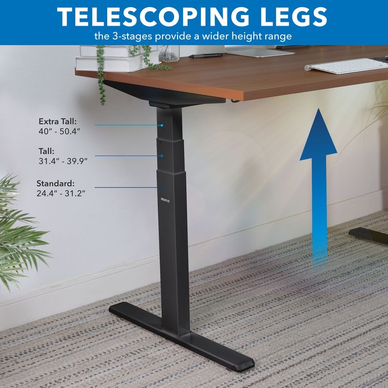 MountIt Ultimate Dual Motor Electric 55W Adjustable Height Standing Desk BrownBlack