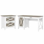 Bush Furniture Key West 54W Computer Desk With Storage And 2Drawer Lateral File Cabinet Shiplap GrayPure White Standard Delivery