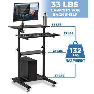 Mount-It! MI-7940B Mobile 37"W Stand-Up Desk