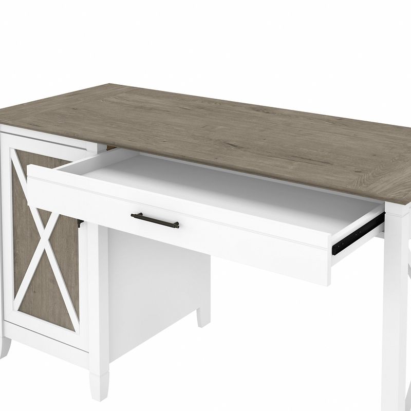 Bush Furniture Key West 54W Computer Desk With Storage And 2Drawer Lateral File Cabinet Shiplap GrayPure White Standard Delivery