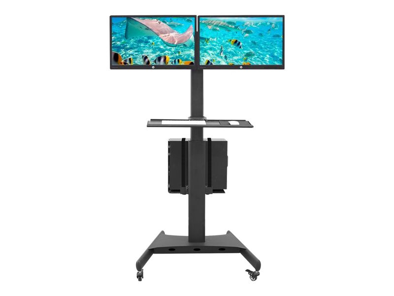 MountIt MI7986 Adjustable PC Mobile Workstation For Dual Monitors 45H x 2812W x 8D Black