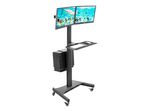 MountIt MI7986 Adjustable PC Mobile Workstation For Dual Monitors 45H x 2812W x 8D Black