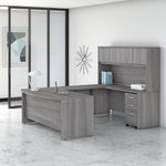 Bush Business Furniture Studio C UShaped Desk With Hutch And Mobile File Cabinet Platinum Gray Standard Delivery