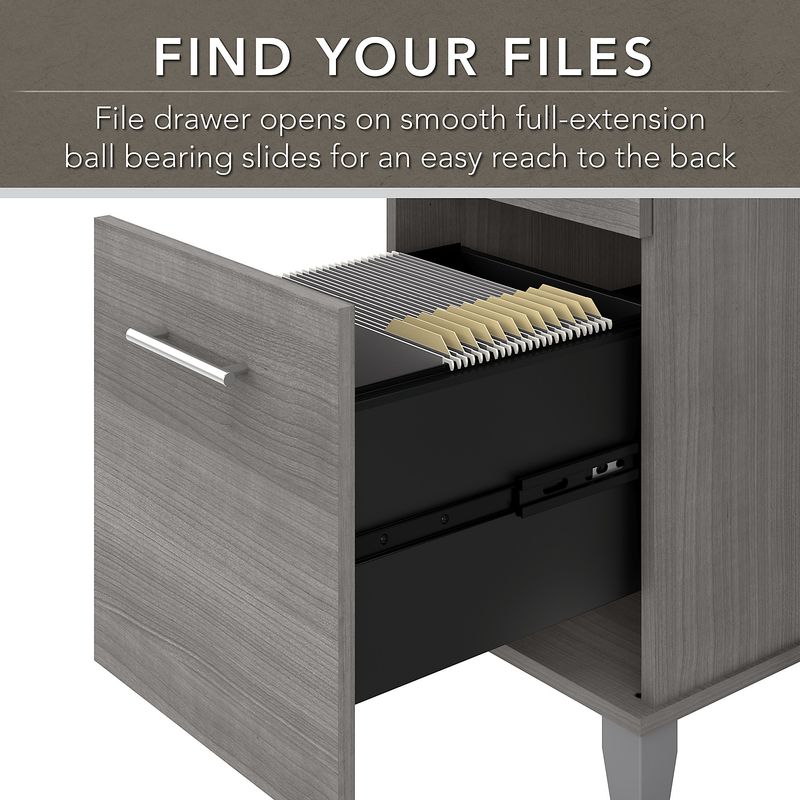 Bush Furniture Somerset 72W 3Position SitToStand LShaped Desk With Hutch And Bookcase Platinum Gray Standard Delivery