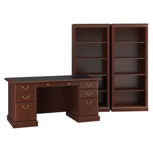 Bush Business Furniture Saratoga 66"W Executive Computer Desk And Two 5-Shelf Bookcases