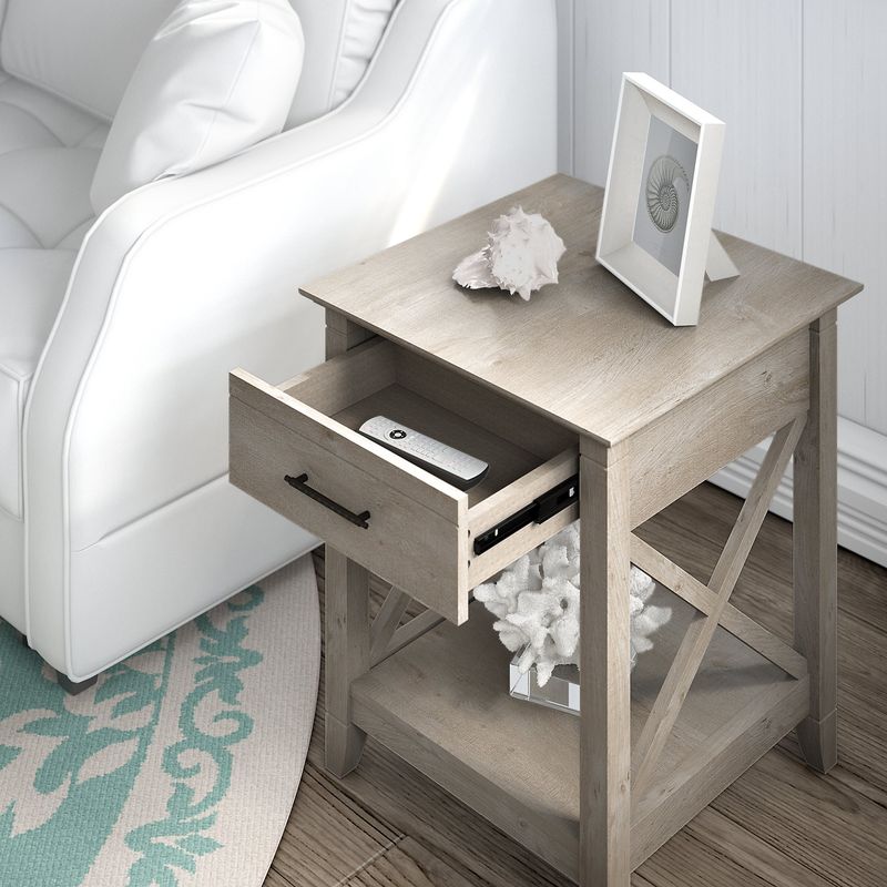 Bush Furniture Key West Coffee Table With Set Of 2 End Tables Washed Gray Standard Delivery