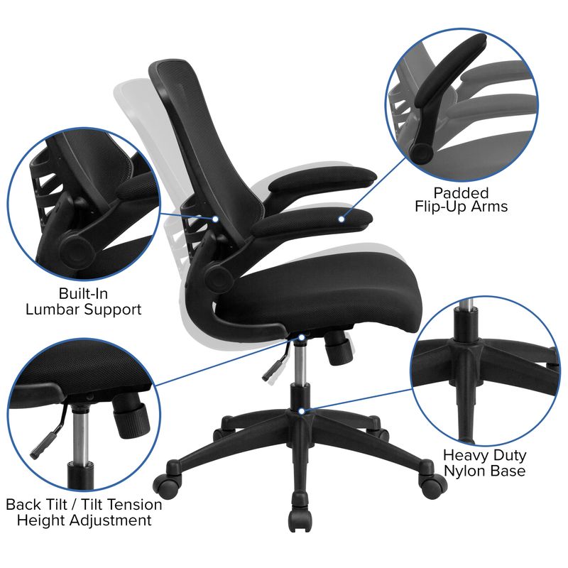 Flash Furniture Work From Home DeskChair Set With Computer Desk Ergonomic Mesh ChairMobile Filing Cabinet Black BLNCLIFAPPX5BK