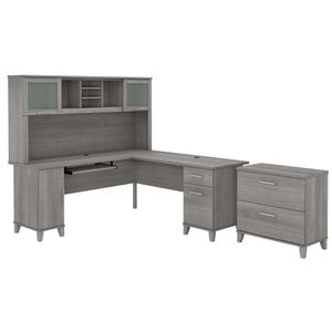 Bush Furniture Somerset 72"W L-Shaped Desk With Hutch And Lateral File Cabinet