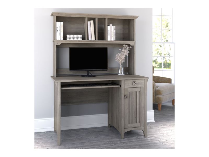Bush Furniture Salinas 48W Computer Desk With Hutch Driftwood Gray Standard Delivery
