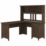 Bush Furniture Salinas 60W LShaped Desk With Hutch Ash Brown Standard Delivery