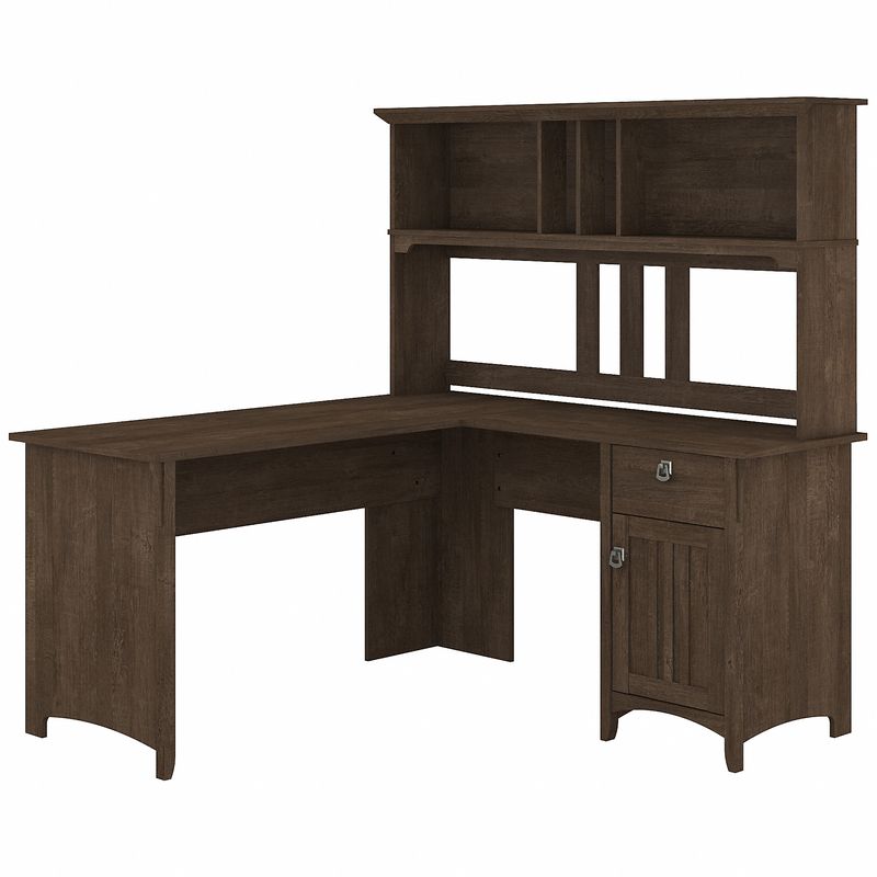 Bush Furniture Salinas 60W LShaped Desk With Hutch Ash Brown Standard Delivery