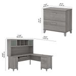 Bush Furniture Somerset 72W LShaped Desk With Hutch And Lateral File Cabinet Platinum Gray Standard Delivery