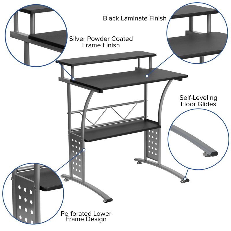 Flash Furniture Work From Home DeskChair Set With Computer Desk Ergonomic Mesh ChairMobile Filing Cabinet Black BLNCLIFAPPX5BK