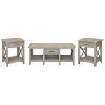Bush Furniture Key West Coffee Table With Set Of 2 End Tables Washed Gray Standard Delivery