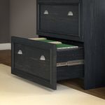 Bush Business Furniture Fairview 60W LShaped Corner Desk With Lateral File Cabinet And 5Shelf Bookcase Antique Black Standard Delivery