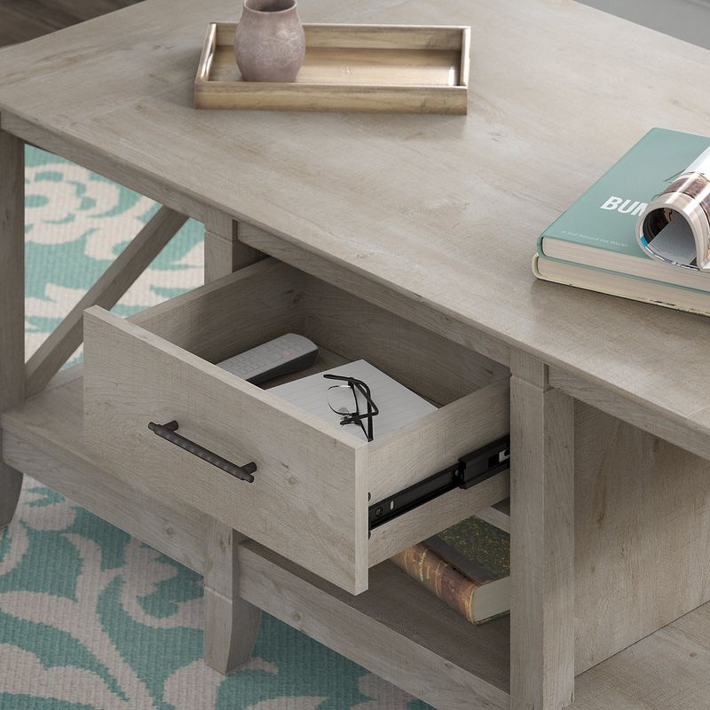 Bush Furniture Key West Coffee Table With Set Of 2 End Tables Washed Gray Standard Delivery