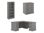Bush Business Furniture Saratoga 66W LShaped Corner Desk With File Cabinet And Bookcase Set Modern Gray Standard Delivery