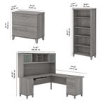 Bush Furniture Somerset 72W LShaped Desk With Hutch Lateral File Cabinet And Bookcase Platinum Gray Standard Delivery