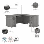 Bush Business Furniture Saratoga 66W LShaped Corner Desk With File Cabinet And Bookcase Set Modern Gray Standard Delivery