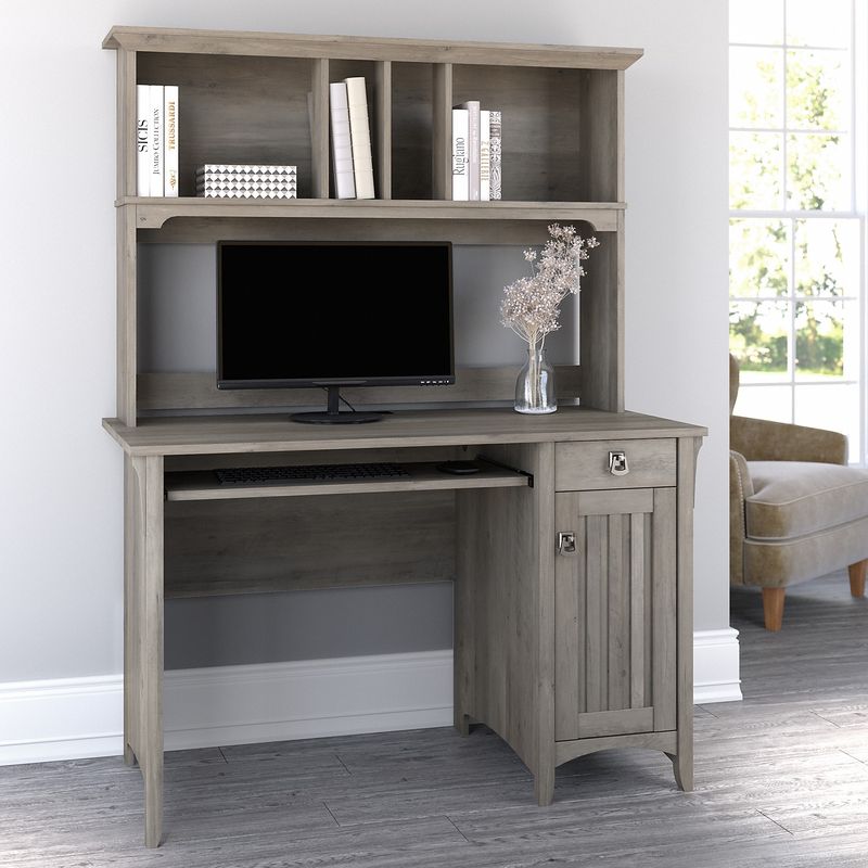 Bush Furniture Salinas 48W Computer Desk With Hutch Driftwood Gray Standard Delivery
