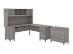 Bush Furniture Somerset 72W LShaped Desk With Hutch And Lateral File Cabinet Platinum Gray Standard Delivery