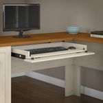 Bush Business Furniture Fairview 60W LShaped Corner Desk With Lateral File Cabinet And 5Shelf Bookcase Antique White Standard Delivery