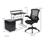 Flash Furniture Work From Home DeskChair Set With Computer Desk Ergonomic Mesh ChairMobile Filing Cabinet Black BLNCLIFAPPX5BK