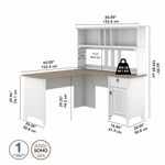 Bush Furniture Salinas 60W LShaped Desk With Hutch Shiplap GrayPure White Standard Delivery