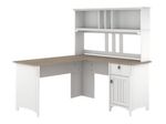 Bush Furniture Salinas 60W LShaped Desk With Hutch Shiplap GrayPure White Standard Delivery