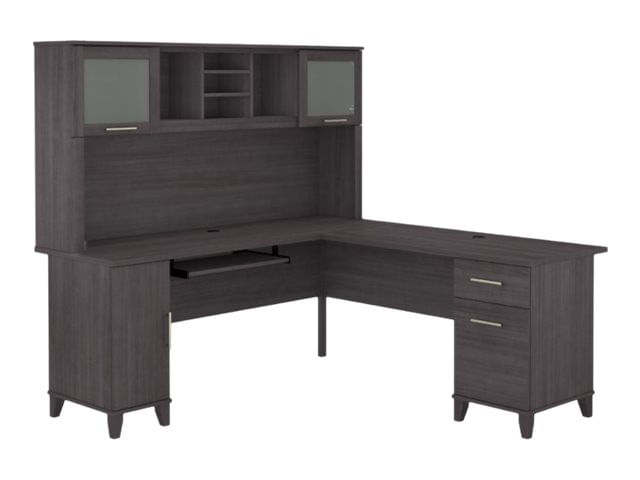 Bush Furniture Somerset 72W LShaped Desk With Hutch White Standard Delivery