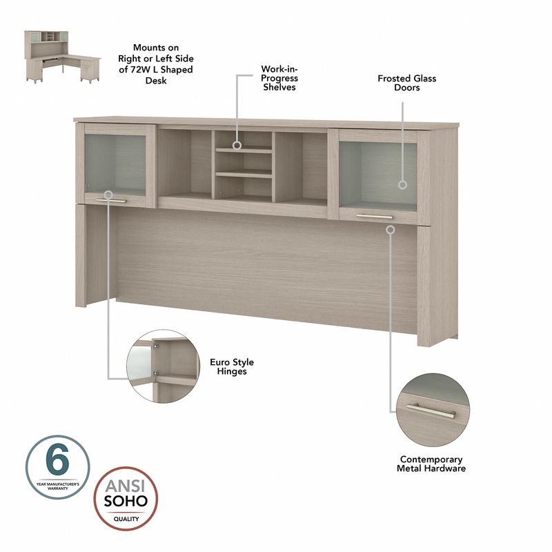Bush Business Furniture Somerset 72W Office Computer Desk With Hutch And 5Shelf Bookcase Sand Oak Standard Delivery
