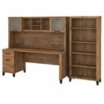 Bush Business Furniture Somerset 72W Office Computer Desk With Hutch And 5Shelf Bookcase Fresh Walnut Standard Delivery