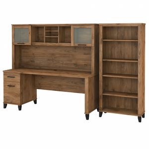 Bush Business Furniture Somerset 72"W Office Computer Desk With Hutch And 5-Shelf Bookcase