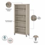 Bush Business Furniture Somerset 72W Office Computer Desk With Hutch And 5Shelf Bookcase Sand Oak Standard Delivery