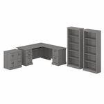 Bush Business Furniture Saratoga 66W LShaped Corner Desk With File Cabinet And Bookcase Set Modern Gray Standard Delivery