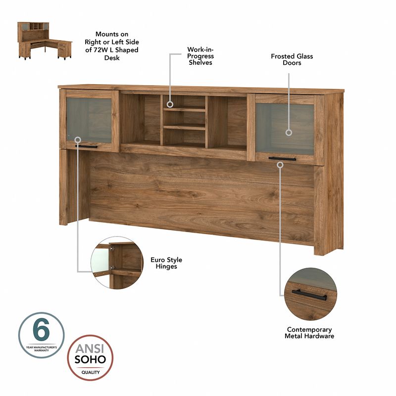 Bush Business Furniture Somerset 72W Office Computer Desk With Hutch And 5Shelf Bookcase Fresh Walnut Standard Delivery