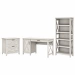Bush Furniture Key West 54W Computer Desk With 2Drawer Lateral File Cabinet And 5Shelf Bookcase Linen White Oak Standard Delivery