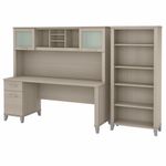 Bush Business Furniture Somerset 72W Office Computer Desk With Hutch And 5Shelf Bookcase Sand Oak Standard Delivery