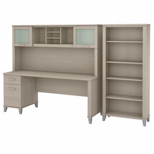 Bush Business Furniture Somerset 72"W Office Computer Desk With Hutch And 5-Shelf Bookcase