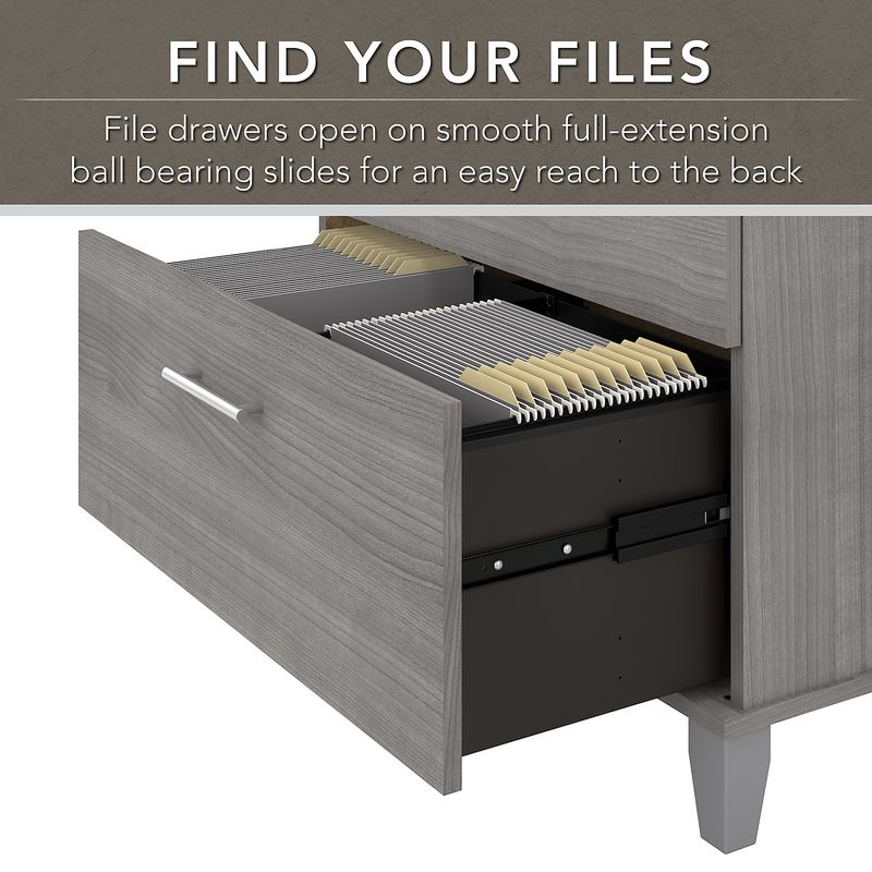 Bush Furniture Somerset 72W LShaped Desk With Hutch Lateral File Cabinet And Bookcase Platinum Gray Standard Delivery