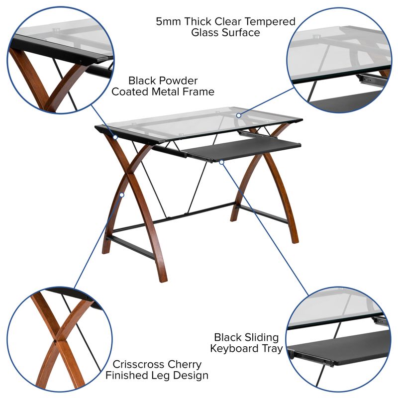 Flash Furniture Work From Home Desk And Chair Set With Glass Desk Ergonomic Mesh Office Chair And Filing Cabinet Black BLNNAN28CHPX5BK