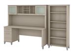 Bush Business Furniture Somerset 72W Office Computer Desk With Hutch And 5Shelf Bookcase Sand Oak Standard Delivery