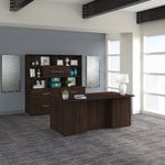 Bush Business Furniture Office 500 72W Executive Computer Desk With Lateral File Cabinets And Hutch Black Walnut Standard Delivery