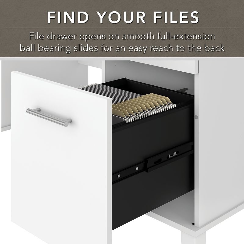 Bush Furniture 60W Office Computer Desk With Lateral File Cabinet And 5Shelf Bookcase White Standard Delivery